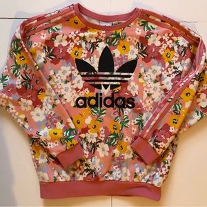 Girl’s Adidas Floral Print 3Stripe Life Sweatshirt Sz 11-12 YRS